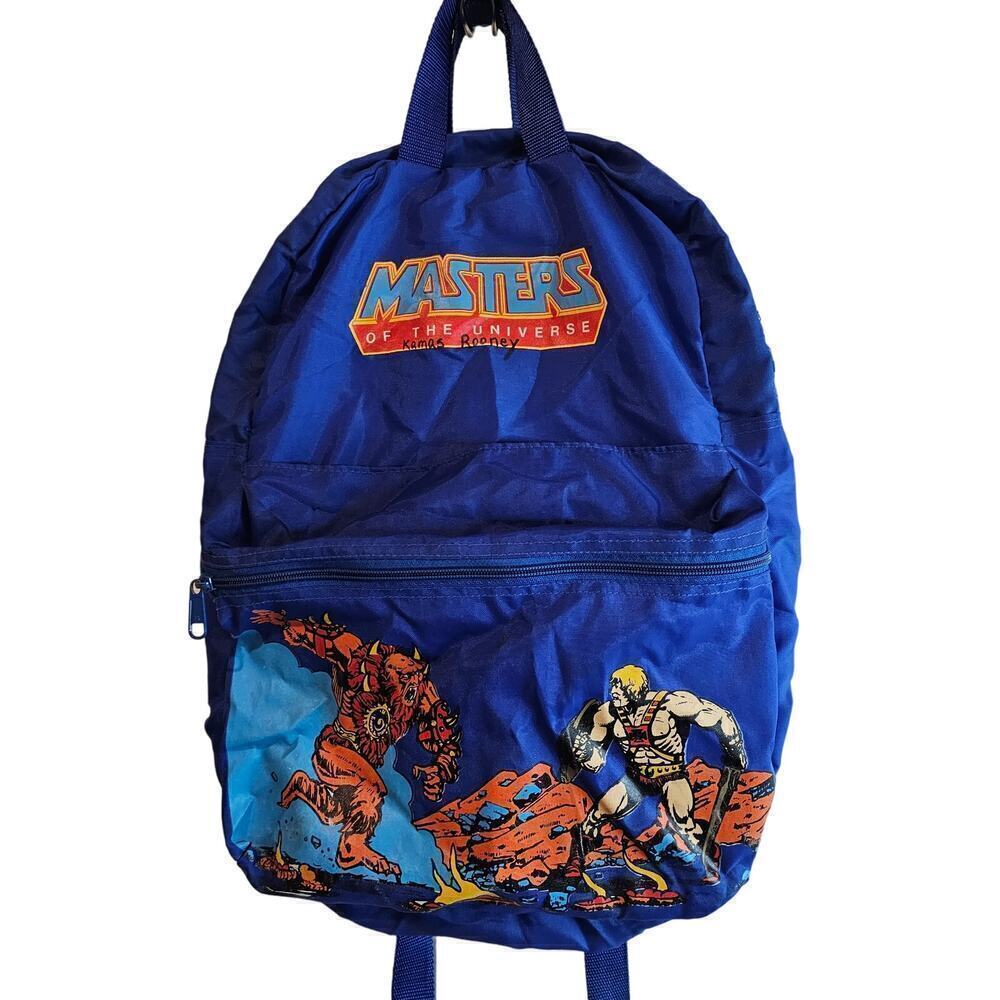 Vintage He-Man Masters of The Universe Backpack 1984 Blue Mattel Beast Man 17"